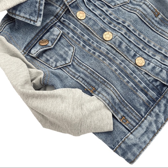 Little Bipsy Denim Jacket with Gray Hoodie - Picture 5 of 5